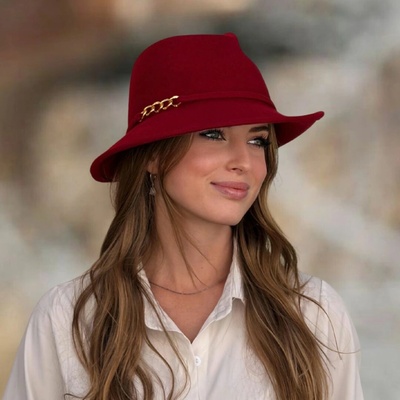 Krumlovanka & Complit dámský plstěný klobouk Felt hat Co-P-23549 červený
