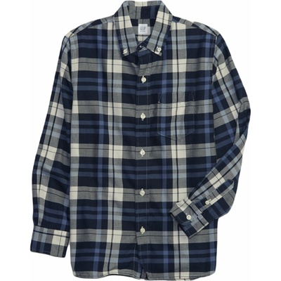 GAP FA23 LS Poplin sivá modrá