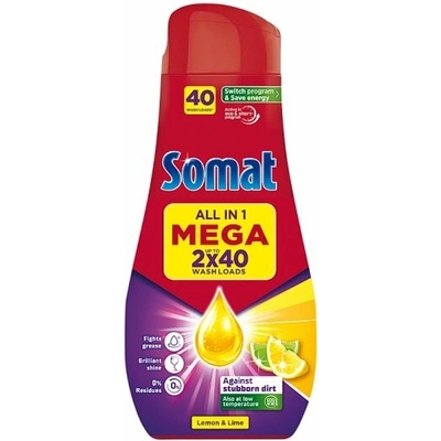 Somat Power Gel All in 1 Lemon & Lime gél do umývačky riadu 2 x 720 ml