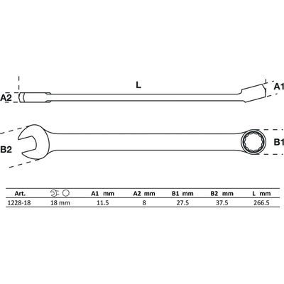 BGS klíč očkopolochý extra dlouhý 18 mm BS1228-18