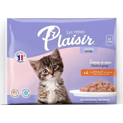 Plaisir Cat pro koťata kuracie 4 x 100 g