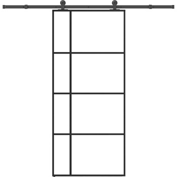 vidaXL Плъзгаща се врата с обков 90x205 см ESG стъкло и алуминий (3332919)