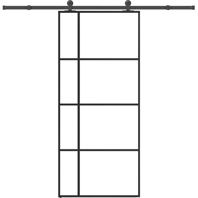vidaXL Плъзгаща се врата с обков 90x205 см ESG стъкло и алуминий (3332919)