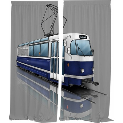 IMPAR Závěsy Tramvaj T3,modrá,140 × 250 cm