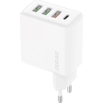 Dudao Quick Wall Charger 20W - захранване за ел. мрежа с 3хUSB-A и USB-C изходи и технология за бързо зареждане (бял)