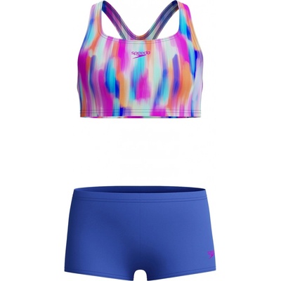 Speedo Girls Allover 2PC Boyleg Short cobalt pop