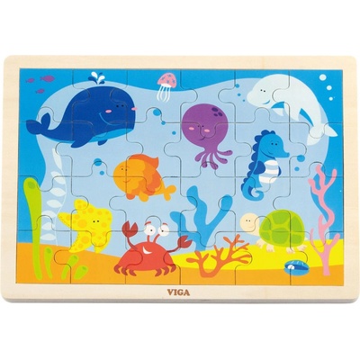Viga Toys Дървен пъзел Viga - Океан, 24 елемента (50200)