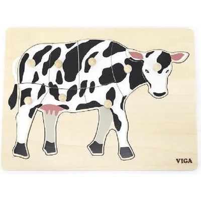 Viga Toys Монтесори образователен пъзел Viga - Крава (44608)