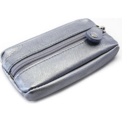 Klíčenka Tmavě stříbrná kožená se zipovou kapsou 619 2418 29