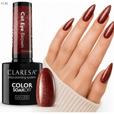 Claresa hybridní lak Alchemy Cat Eye Brown magnetický hnědý kočičí oko