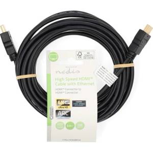 Nedis CVGL34060BK50 ultra HD HDMI кабел, HDMI щепсел - щепсел, 4K60Hz, ARC, 18 Gbps, позлатени конектори, дължина 5 м (CVGL34060BK50)