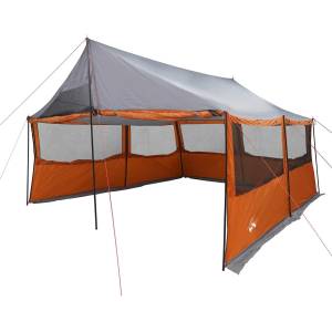 vidaXL Семейна палатка с покрив Сив и оранжев 450 x 400 x 265 см (42028601) Палатка
