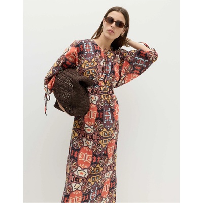 Marks & Spencer Кафтанска макси рокля с принт и подчертан пояс, от чист памук Marks & Spencer многоцветна Marks & Spencer | Mnogotsveten | ЖЕНИ | 8 REG