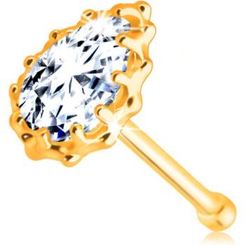 Šperky eshop piercing číra zirkónová slzička ohraničená vrúbkovaným lemom GG229.13