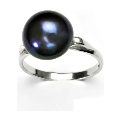 Čištín Stříbrný prstýnek přírodní perla černá velká T 1510