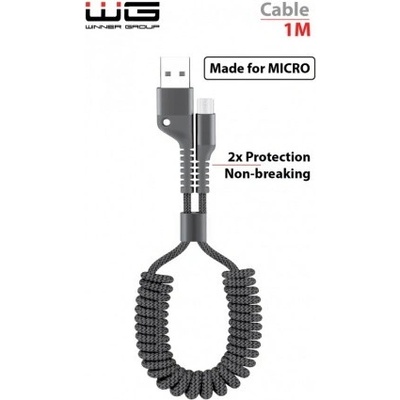 Winner kroucený Micro USB 1m nylon braided Černý 8591194092084