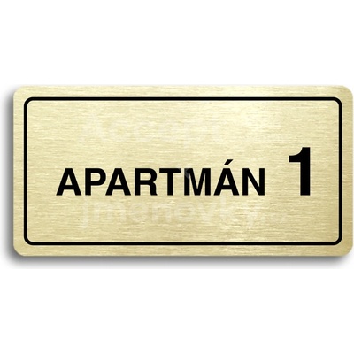 ACCEPT Piktogram APARTMÁN 1 II - zlatá tabulka - černý tisk