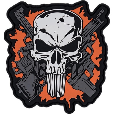 Gumová nášivka 101 Inc Punish Skull Crossed Guns - farebná