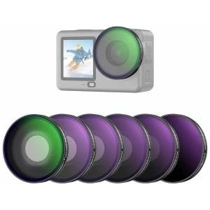 NEEWER CPL + ND filter set compatible with DJI Osmo Action 6 only, ND8/16/32/64/256 adjustable circular polarizing filter gray filter, screw-on multi-coated action cam photo accessories, FL-B109 - 10107894