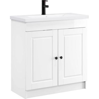vidaXL Комплект мебели за баня Бял гланц 78, 5 x 37, 5 x 81 см (3404138)