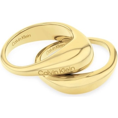 Calvin Klein Štýlová súprava pozlátených prsteňov Elongated Drops 35000448