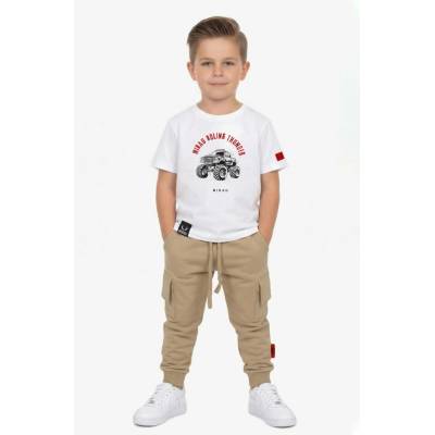 Chlapčenské kapsáčové nohavice off white