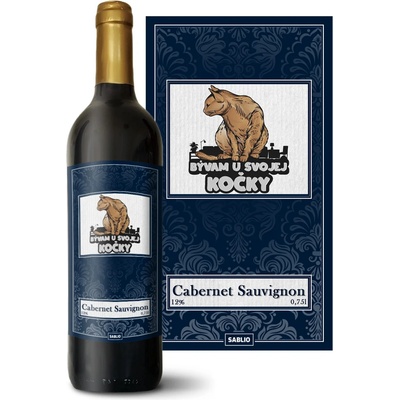 Sablio Bývam u svojej mačky Cabernet Sauvignon Červené víno 12 % 0,75 l (holá fľaša)