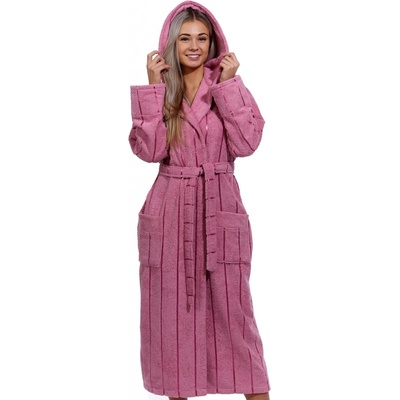 Malinový pruhovaný luxusní dlouhý župan pro ženu 1ZF3009 vínová – Hledejceny.cz