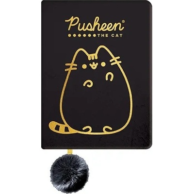 Plyšový zápisník A5/96 listů PUSHEEN černý