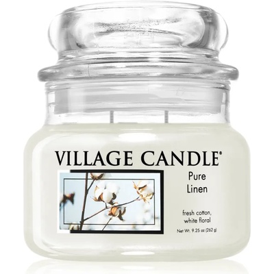 Village Candle Pure Linen ароматна свещ (Glass Lid) 262 гр