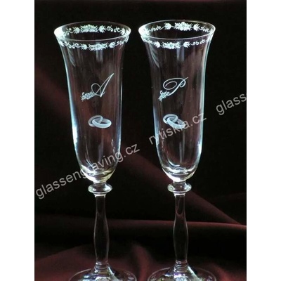 Rytiskla cz svatební přípitkové sklenice Flétny pár angl 036 r m p 190 ml