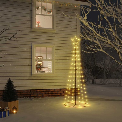 vidaXL Конусовидна коледна елха, топло бяло, 108 LED, 70x180 см (343486)