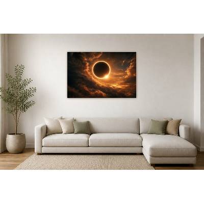 Obraz na plátně – Sluneční zatmění v dramatických mracích 135 × 90 cm