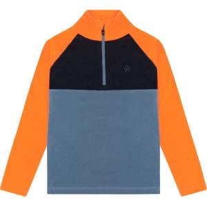 Color Kids Детски поларен пуловер Color Kids Kid's Fleece Pulli Colorblock Fleece jumper - Flame Orange - размер 128 (EU) (704-6328-0117)