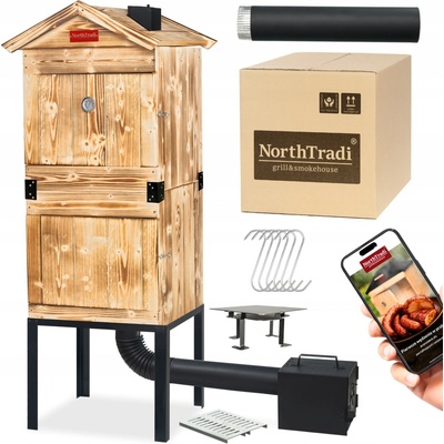 TRENDIE Udírna XXL dřevěná s kovovým komínem – Zboží Mobilmania