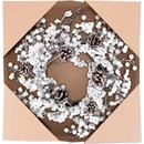 MagicHome Veniec Vianoce so zasneženými guličkami a šiškami 50 x 50 x 14 cm