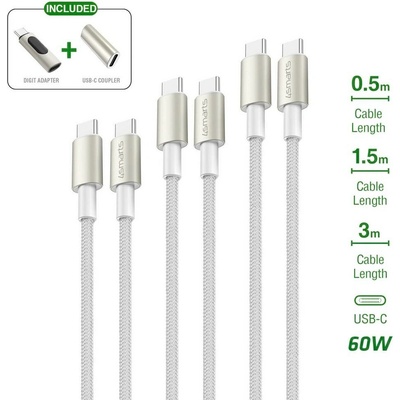 4Smarts 540656 USB-C USB-C® 3m bílý stříbrný