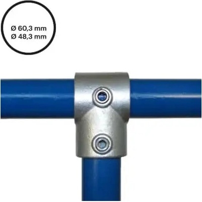 Konstrukční fitinka, spojka ocelových trubek pr. 60,3 mm | pr. 48,3 mm – redukční odbočka 101-E60/D48