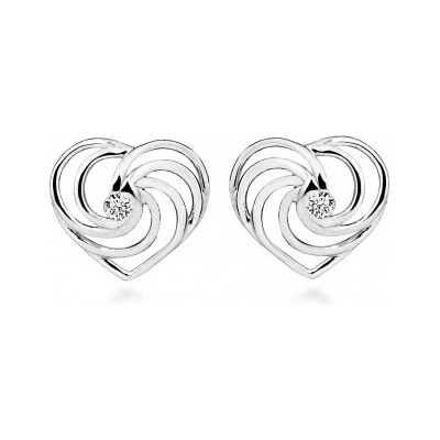 Silver Cat strieborné náušnice srdiečka SC455
