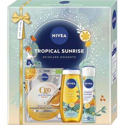 Nivea Tropical sprchový gél 250 ml + deospray 150 ml + textilná maska 1 ks darčeková sada