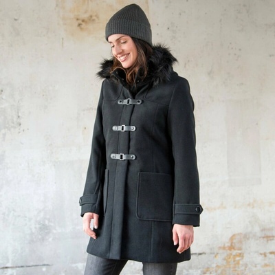Blancheporte Jednofarebný kabát duffle-coat s kapucňou čierna