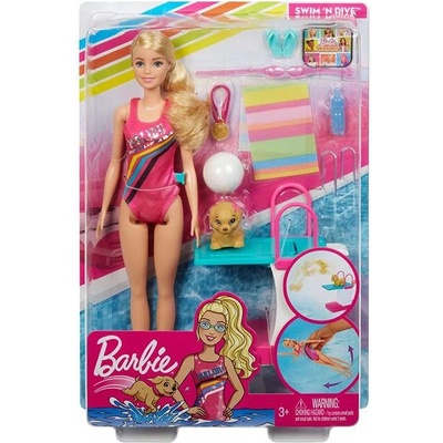 Mattel Кукла Barbie - Комплект Барби на път: Плувкиня, Barbie - Swim ‘n Dive Doll, 1710239