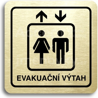 ACCEPT Piktogram evakuační výtah - zlatá tabulka - černý tisk
