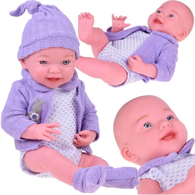 JOKO Panenka Smiling s čepičkou a fialovým svetrem 40 cm