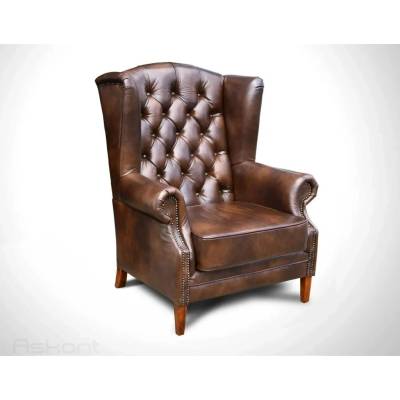 ASKONT Chesterfield Harold Kožené puncované hnědé