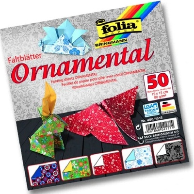 Papíry na origami 15x15cm, 50 listů, ornamental