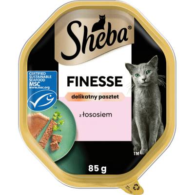 Sheba Finesse тава 85г - пълноценна влажна храна за възрастни котки, със сьомга, в пастет