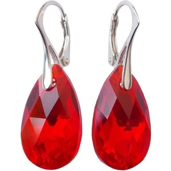 Swarovski Elements Pear krystal stříbrné visací červené slzičky kapky 31305.3 Light Siam červená