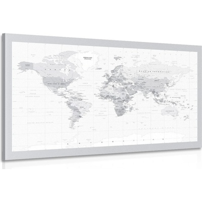 Obraz klasická černobílá mapa s šedým okrajem - 60x40