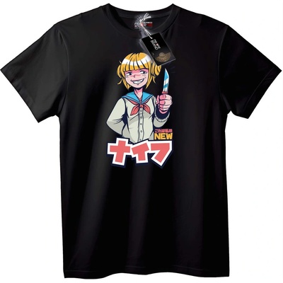 NOONEBRAND Тениска Anime Момиче с нож - L, Black